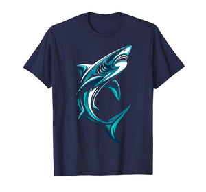 Turquoise Shark Nautical Blue Ocean Graphic T-Shirt