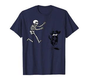 Funny Bernedoodle Running Skeleton Halloween T-Shirt