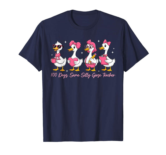 100 Days Same Silly Goose Teacher Cute Girl Women T-Shirt