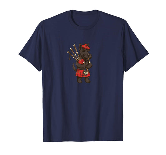 Scottish Terrier Playing Bagpipes - Funny Dog Mom Dad T-Shirt