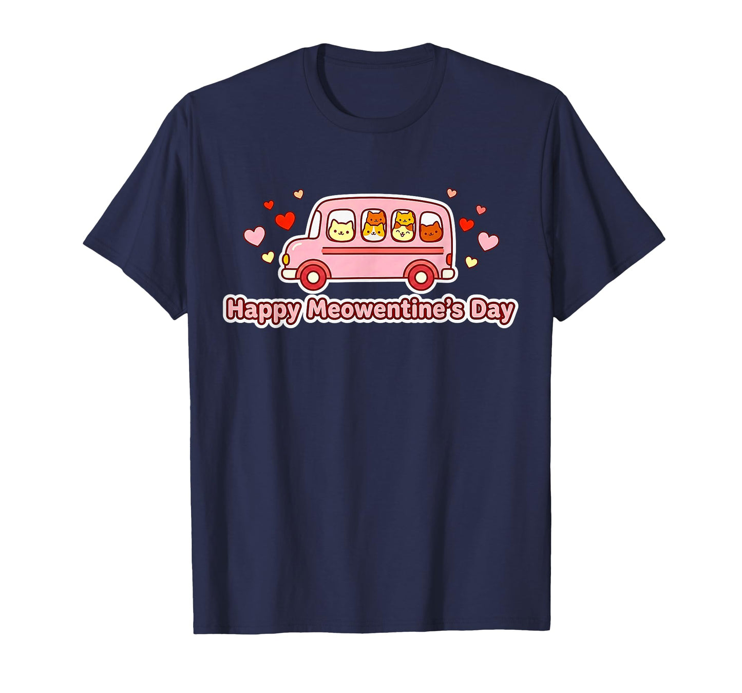 Happy Meowentine’s Day – Funny Cats Riding School Bus Design T-Shirt