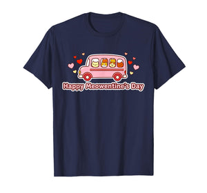 Happy Meowentine’s Day – Funny Cats Riding School Bus Design T-Shirt