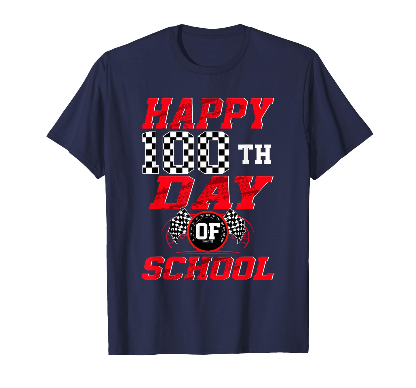 Happy 100 Days of School Racing Car Theme 100th Day T-Shirt