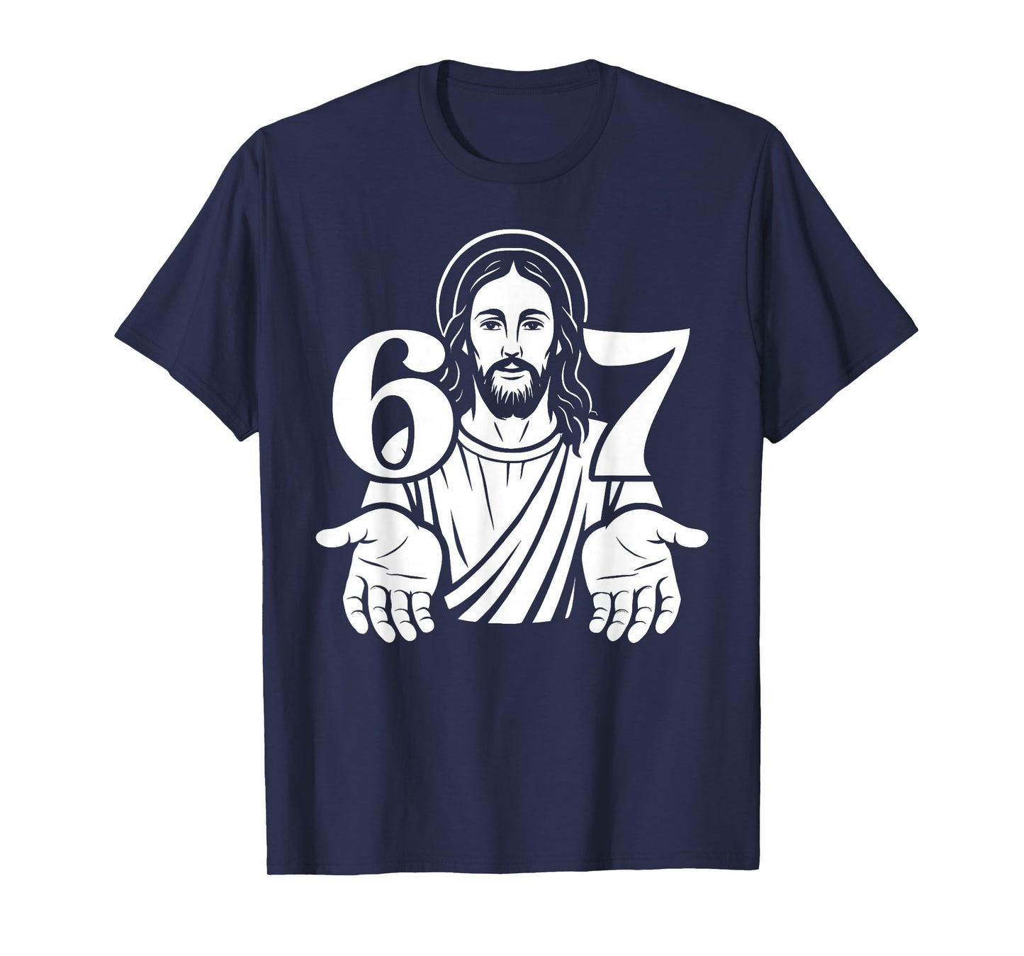 Six Seven Jesus 6 7 Funny Meme 67 Slang Christian Graphic T-Shirt