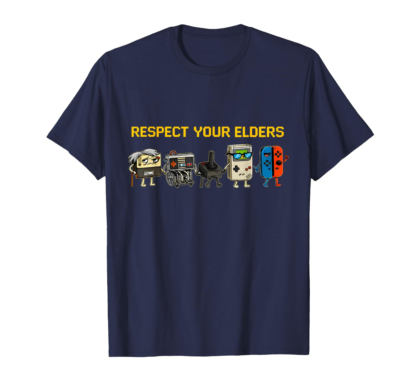 Respect Your Elders Funny Retro Gaming Console Parade T-Shirt