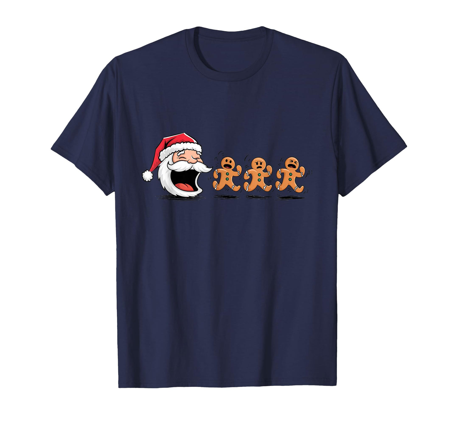 Funny Santa Chasing Gingerbread Men Christmas T-Shirt