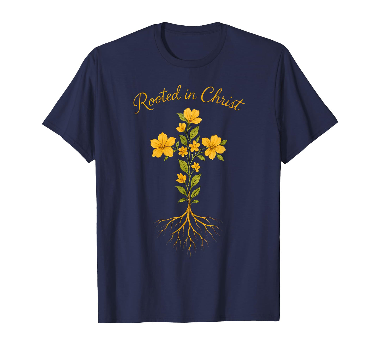Christian Graphic Tee Rooted in Christ for Women Faith Jesus T-Shirt