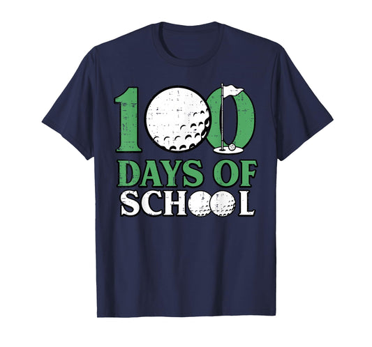 100 Days of School Golf Ball 100th Day Golfer Boys Kids Men T-Shirt