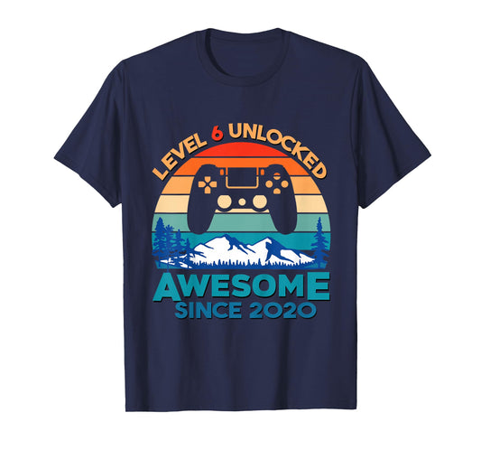 Kids Level 6 Unlocked 6th Birthday Boy Game Turning 6 Year Old T-Shirt