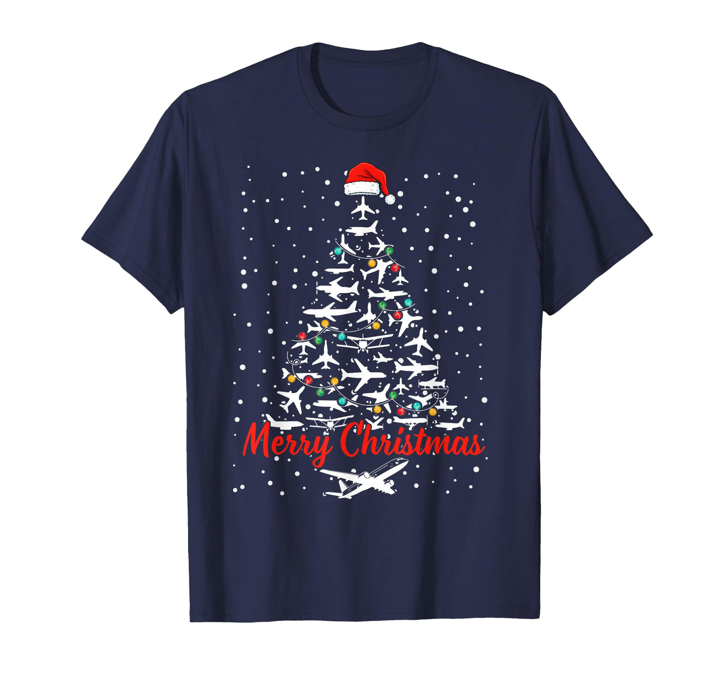 Christmas Airplanes Tree Pilots Merry Christmas Men Boys T-Shirt