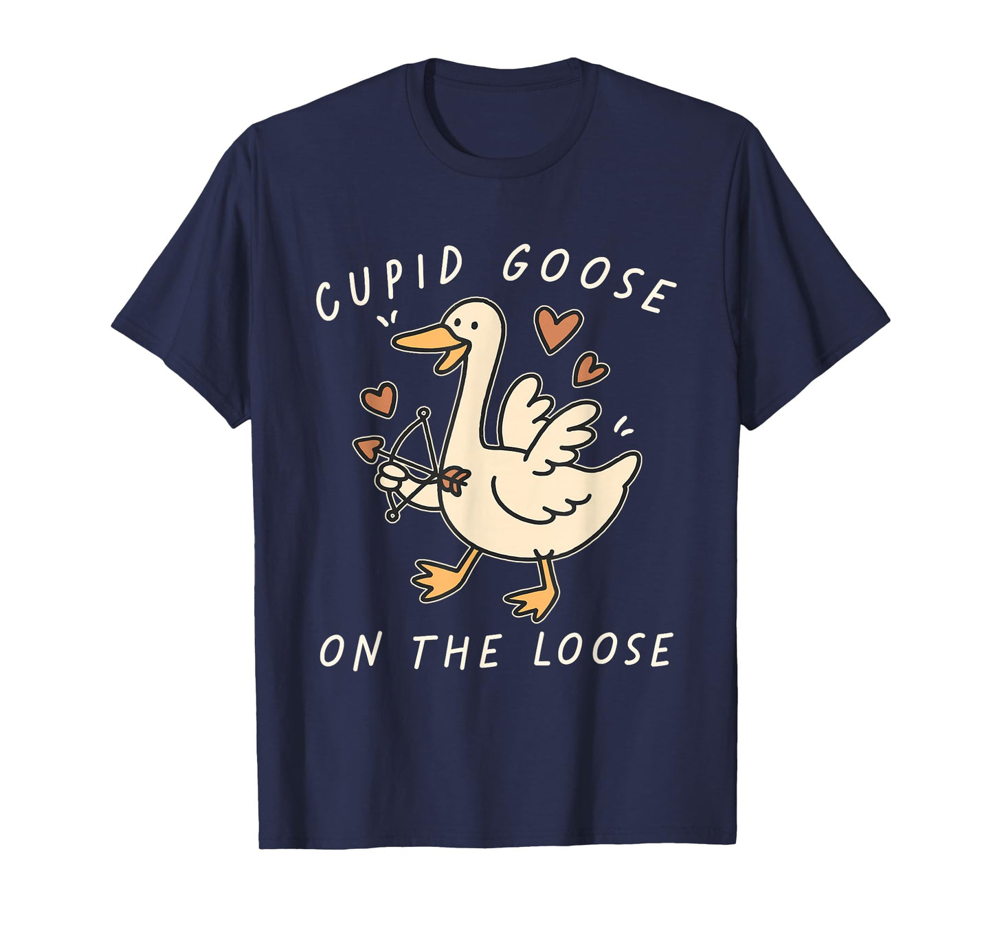Cupid Goose On The Loose Funny Valentines Day Men Women Kids T-Shirt