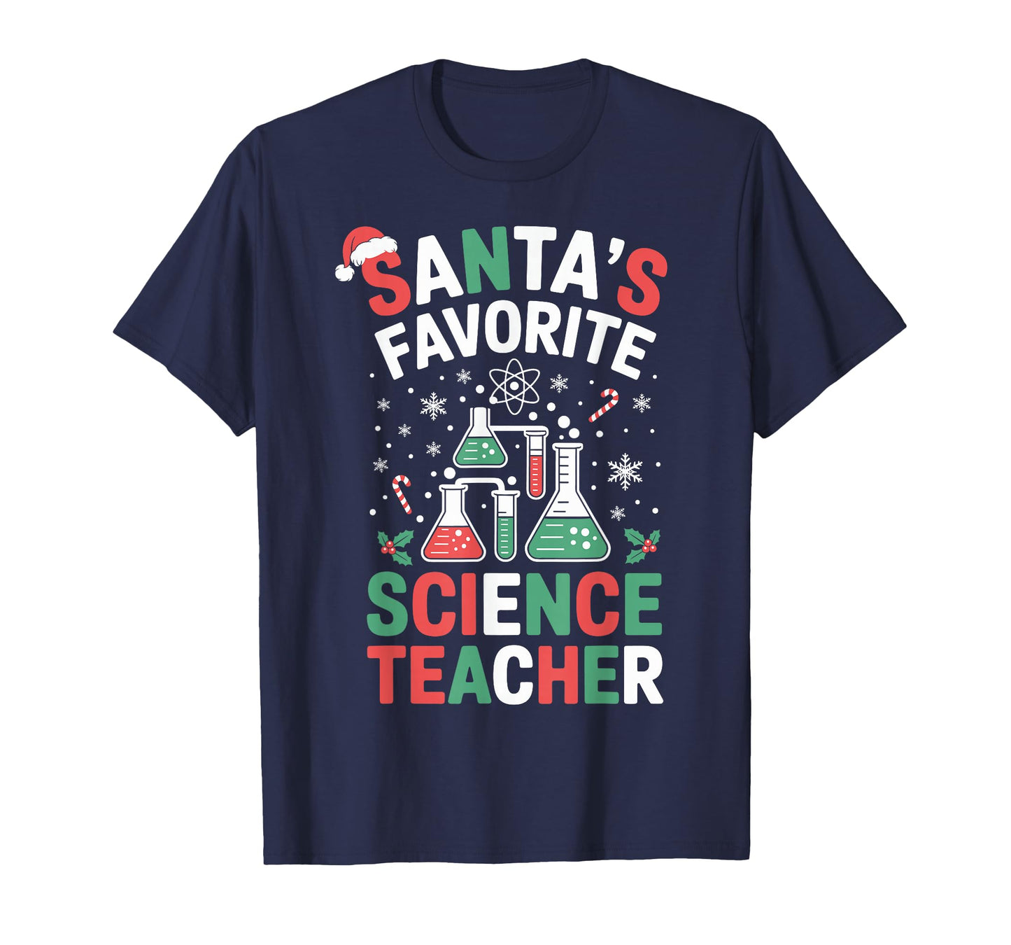 Santa's Favorite Science Teacher Funny Science Christmas T-Shirt