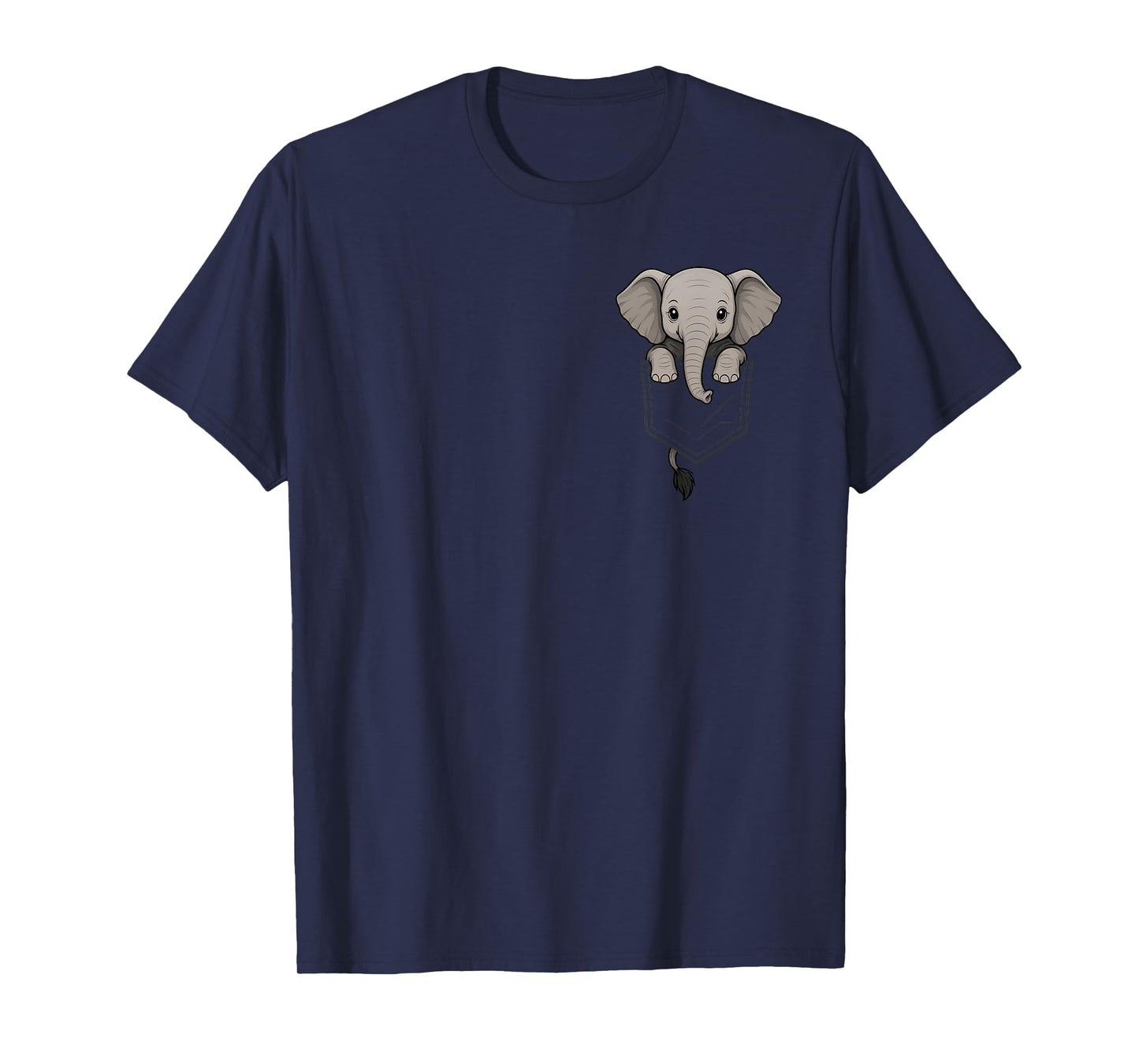 Funny Elephant Peeking in Pocket Animal Lover Men Women Kids T-Shirt