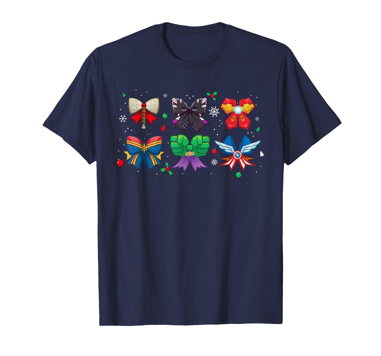 Marvel Avengers Christmas Coquette Cute Holiday Bows T-Shirt