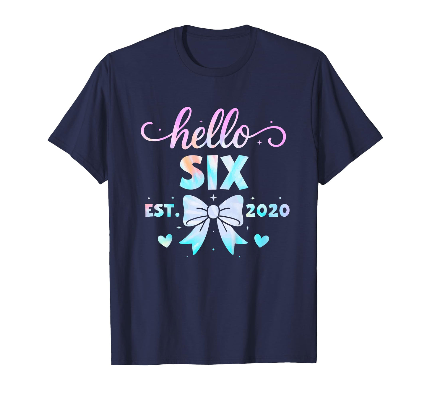 Kids Hello Six Coquette Bow 6th Birthday Girl, 6 Year Old Kids T-Shirt