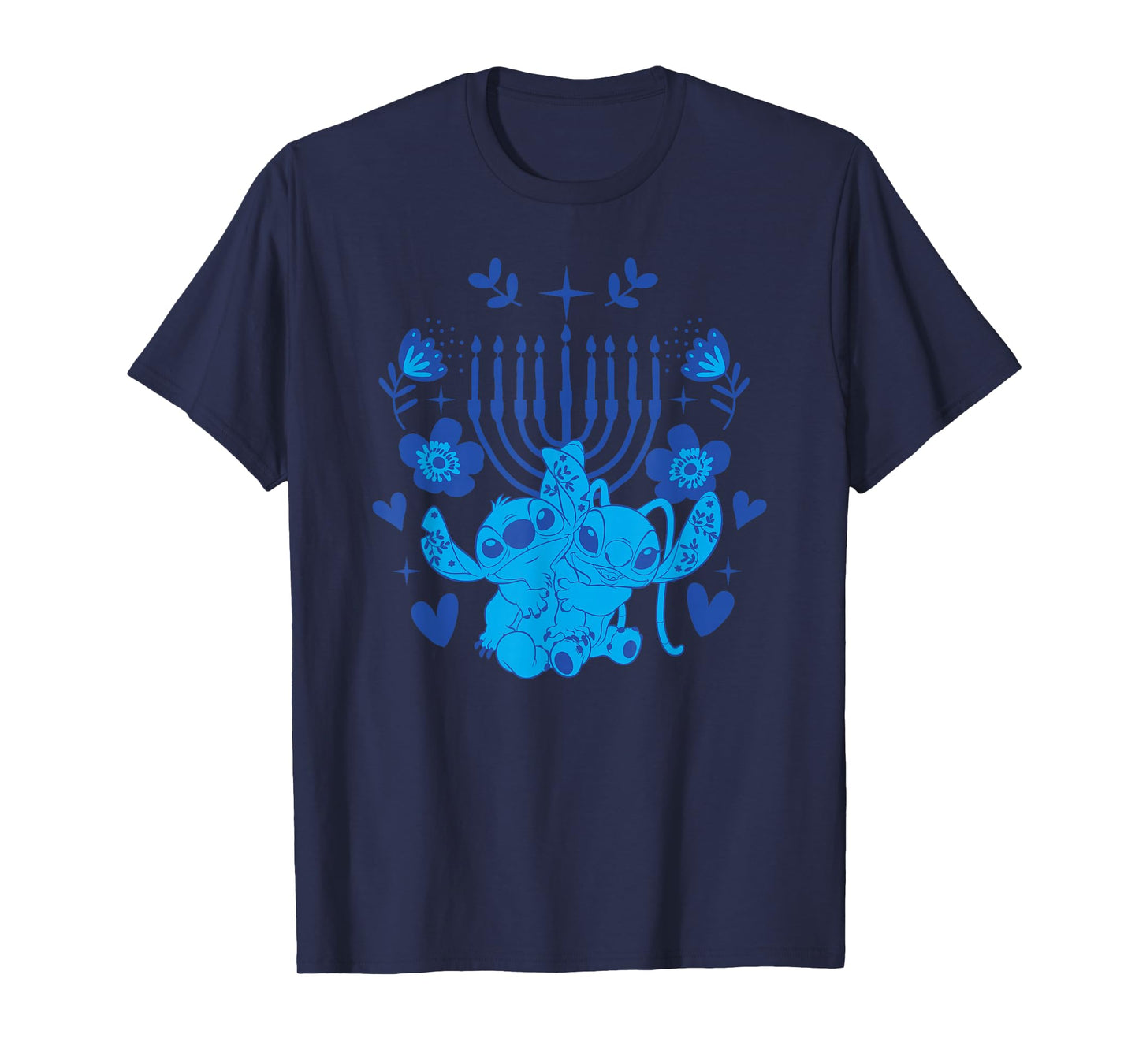 Disney Lilo & Stitch Hanukkah Stitch & Angel Holiday Menorah T-Shirt