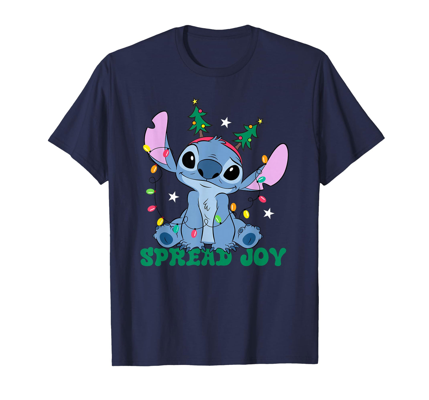 Disney Lilo & Stitch Christmas Spread Joy Cute Sitting Pose T-Shirt