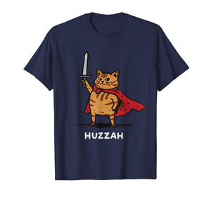 Huzzah Cat Knight Funny Sword Meme Quote T-Shirt
