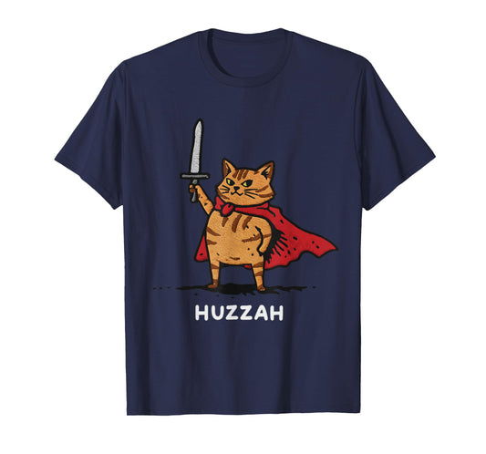 Huzzah Cat Knight Funny Sword Meme Quote T-Shirt