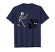 Funny Long haired Dachshund Running Skeleton Halloween T-Shirt