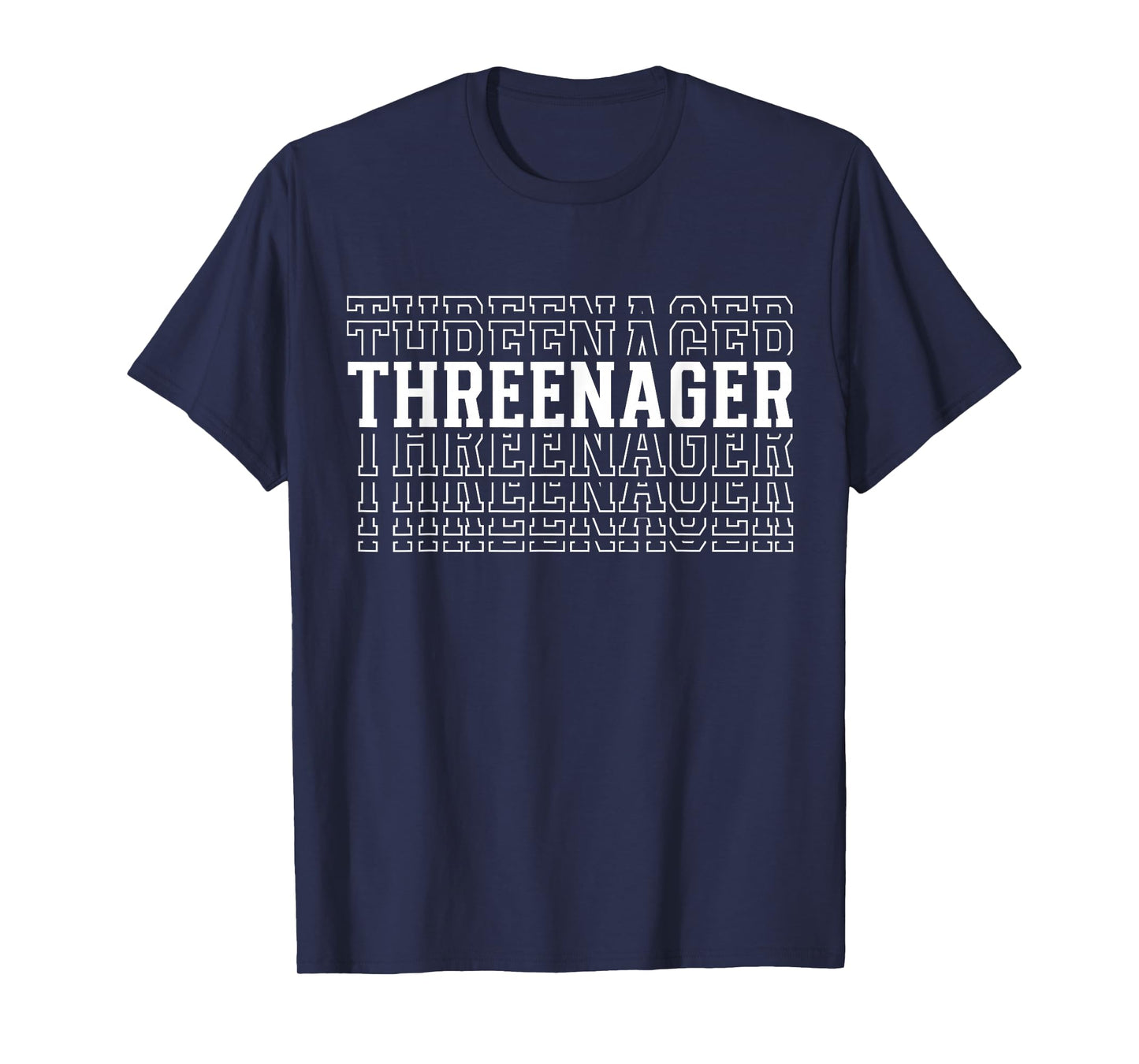 Threenager 3rd Birthday Layered Text 3 Year Old T-Shirt