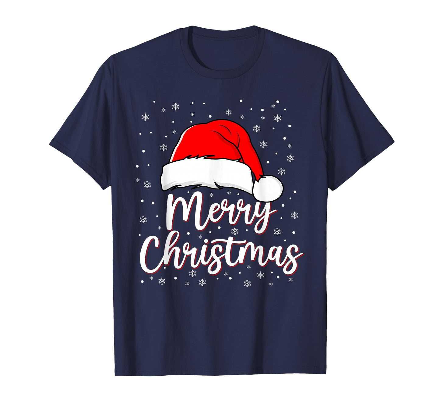 Merry Christmas Lights Santa Hat Xmas Family Matching Pajama T-Shirt