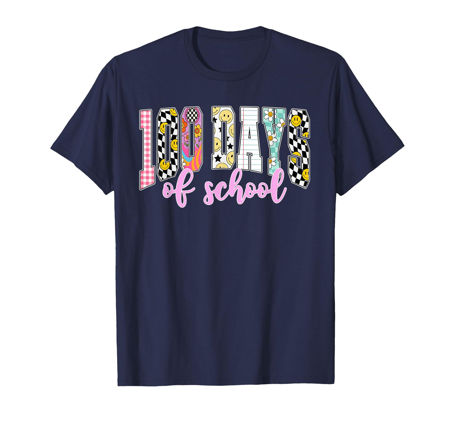 Happy 100 Days of School Student Teacher Kids Groovy Retro T-Shirt