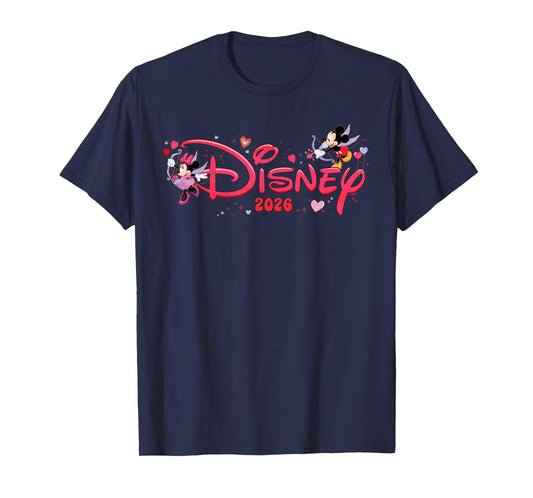 Disney Mickey & Minnie Valentine's Day 2026 Script Logo Trip T-Shirt