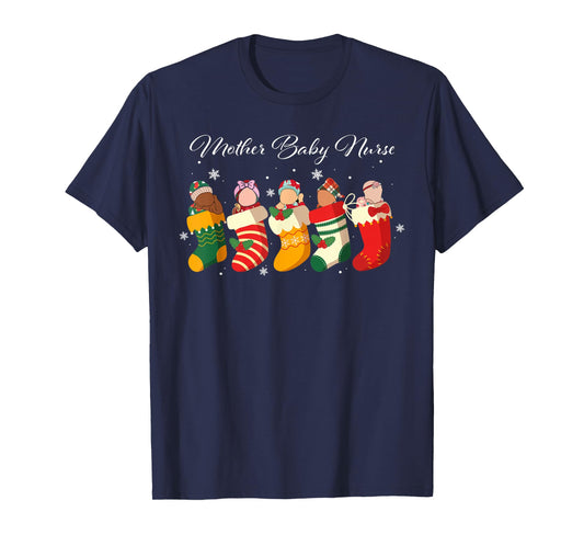 Mother Baby Nurse Christmas Cute Babies T-Shirt