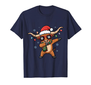 Dabbing Longhorn Christmas Funny Holiday Design T-Shirt