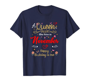 November Birhtday A Queen was Born in November Girl Women T-Shirt
