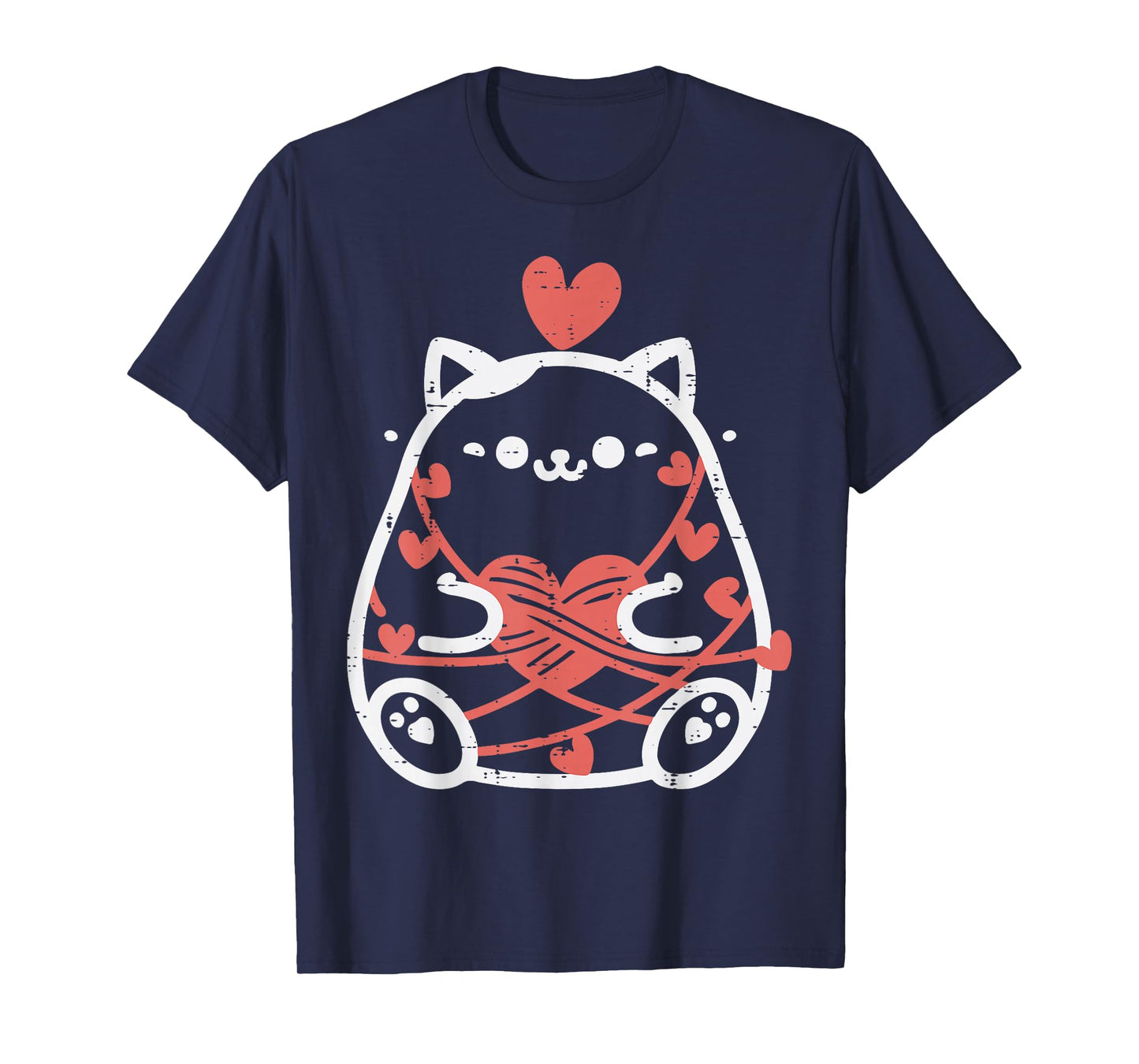 Valentines Day Fat Cat Wrapped String Kitten Women Girl Kids T-Shirt