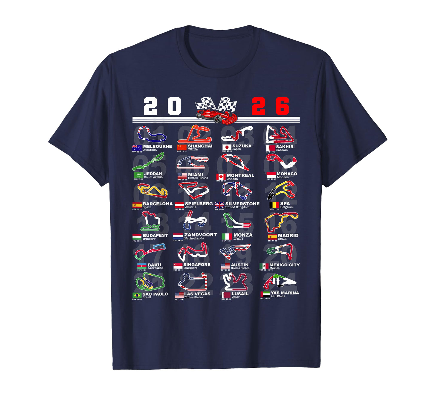 Race Car Enthusiast Motorsport Racing Fan World Flags T-Shirt