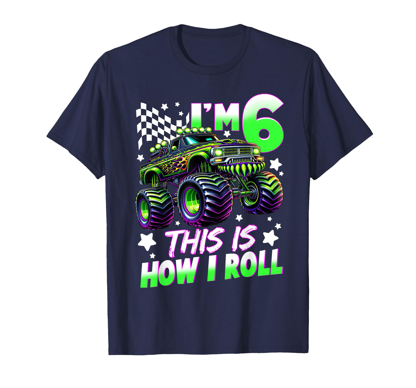 Kids 6 Year Old Monster Truck 6th Birthday Party Boy Bday T-Shirt