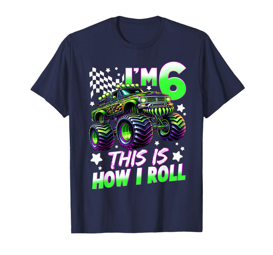 Kids 6 Year Old Monster Truck 6th Birthday Party Boy Bday T-Shirt