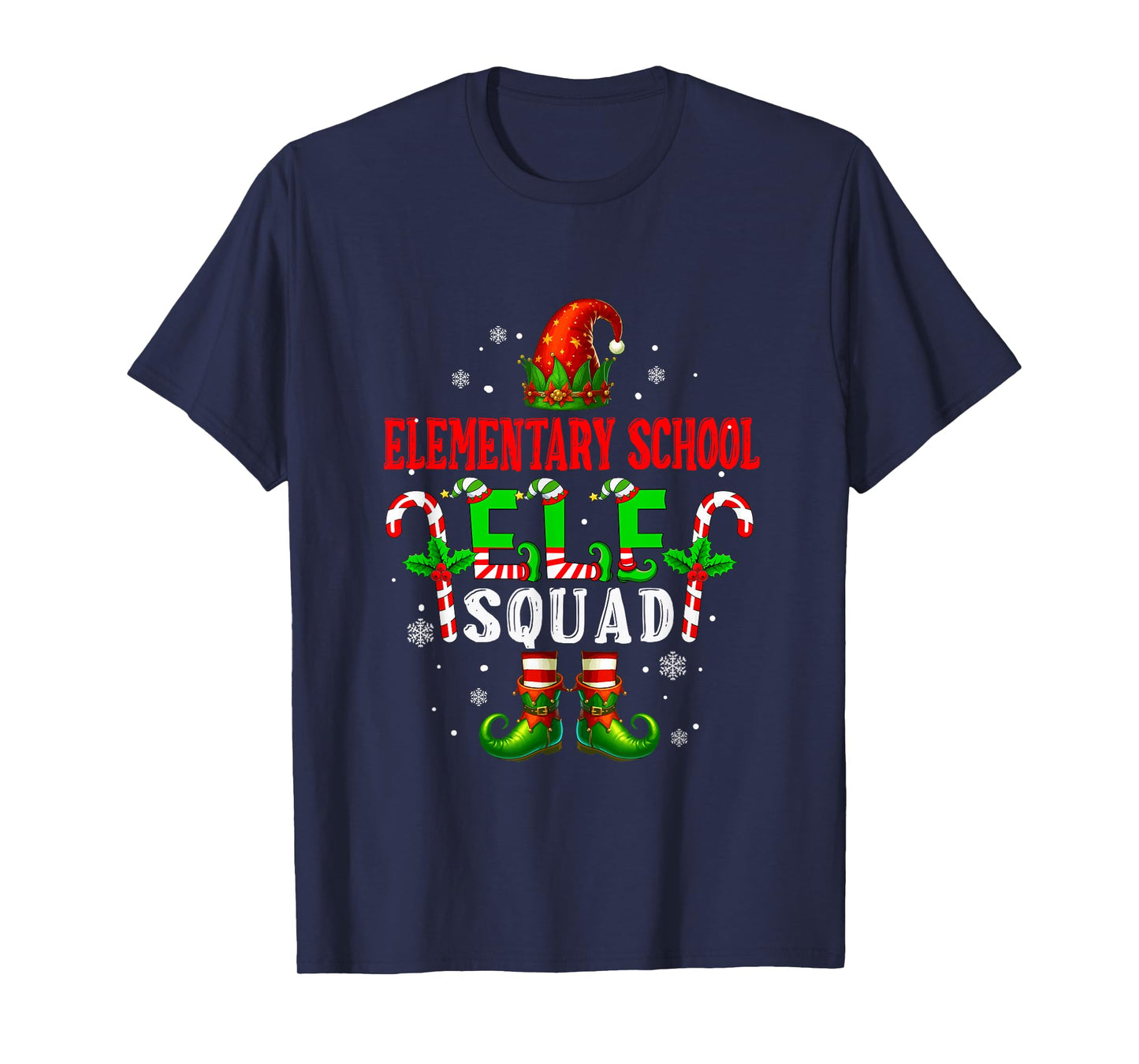 Elementary School Elf Squad Xmas Elf Hat Shoes Funny Job T-Shirt