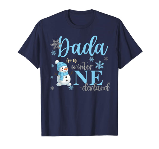 Dada in A Winter Onederland Birthday Boy Girl Cute Snowman T-Shirt