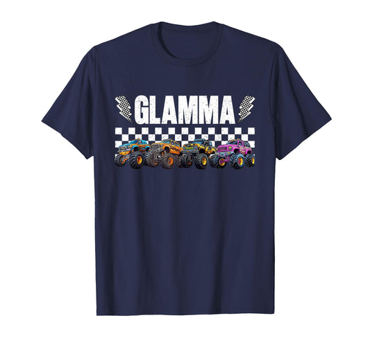 Glamma Retro Monster Truck Family Crew Birthday Matching T-Shirt