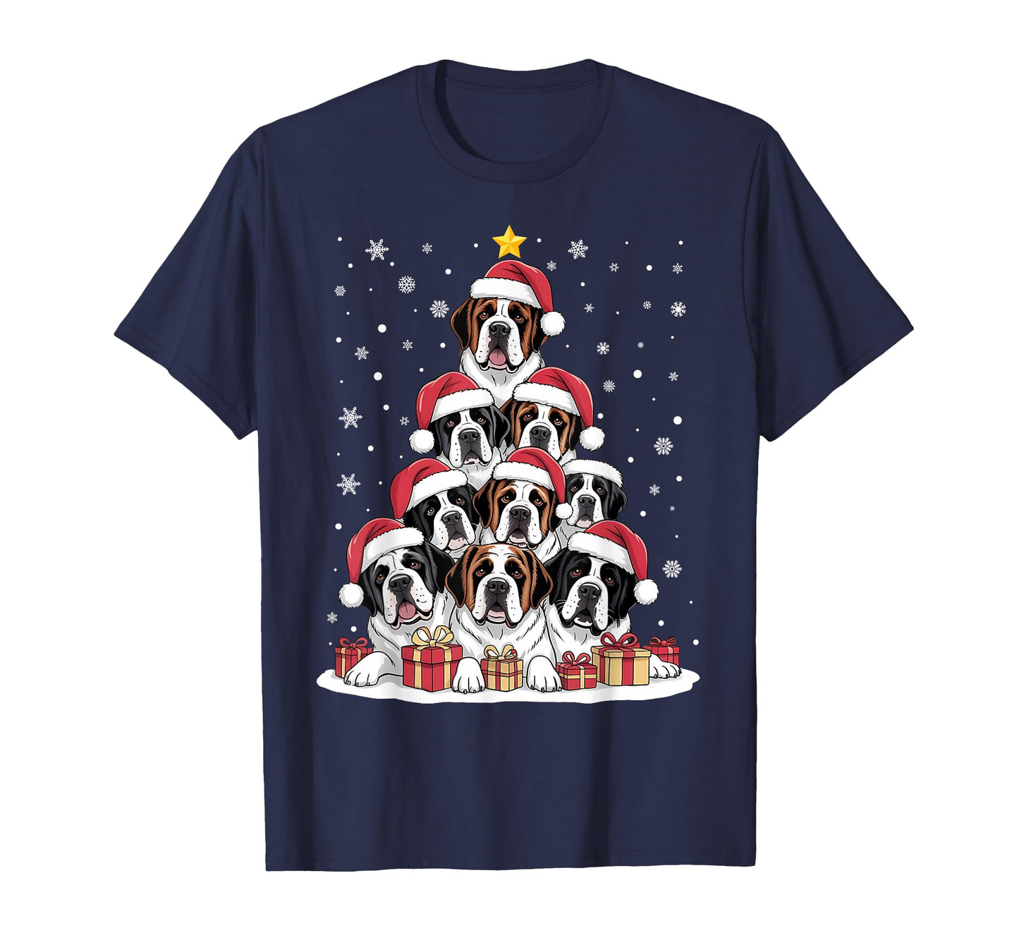 Saint Bernard Dog Christmas Tree Family Matching Xmas Pajama T-Shirt