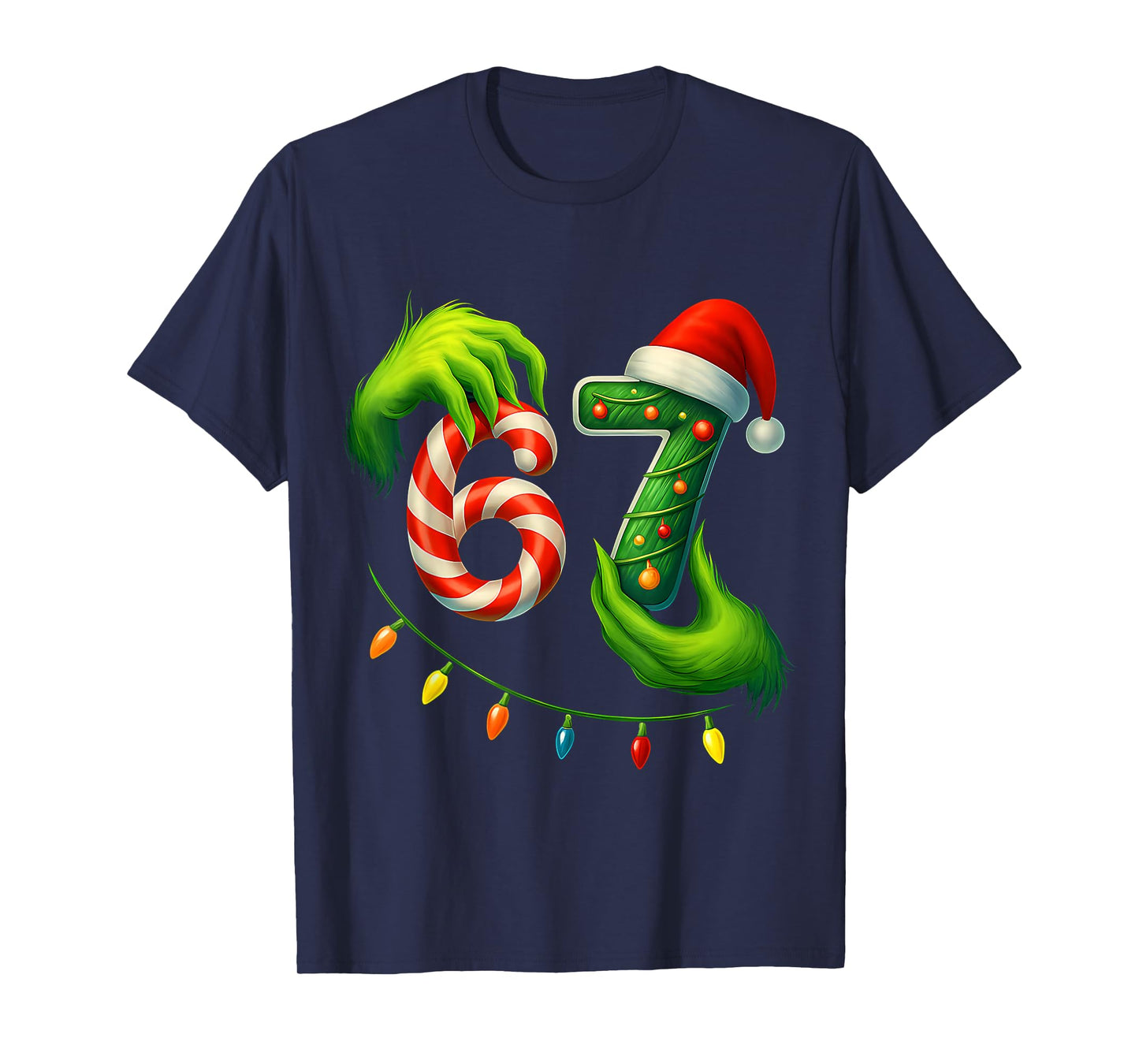 Funny Six Seven 67 Meme 6 7 Santa Christmas Brainrot Kids Pj T-Shirt