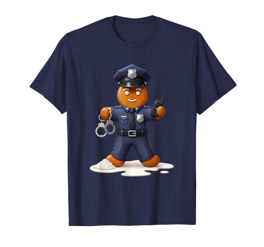 Christmas Police Officer Gingerbread Holiday Spirit T-Shirt