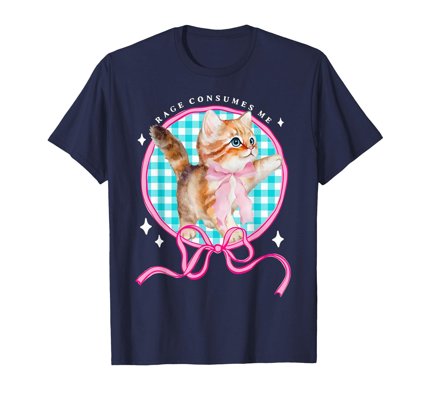 Rage Consumes Me Funny Coquette Cat Bow Kitten Valentine Day T-Shirt