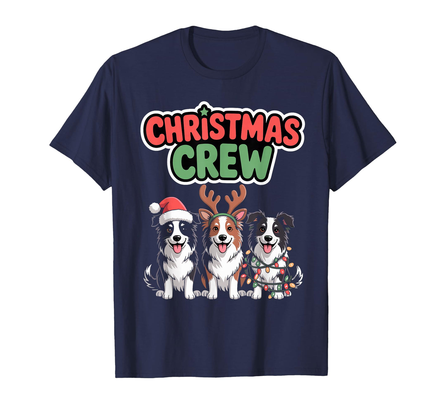 Christmas Crew Xmas Puppy Dog Funny Christmas Border Collie T-Shirt