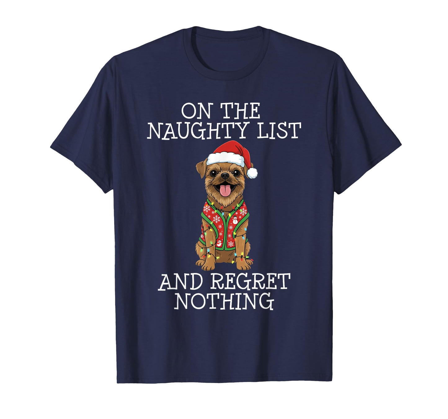 Funny Christmas Brussels Griffon Naughty List T-Shirt