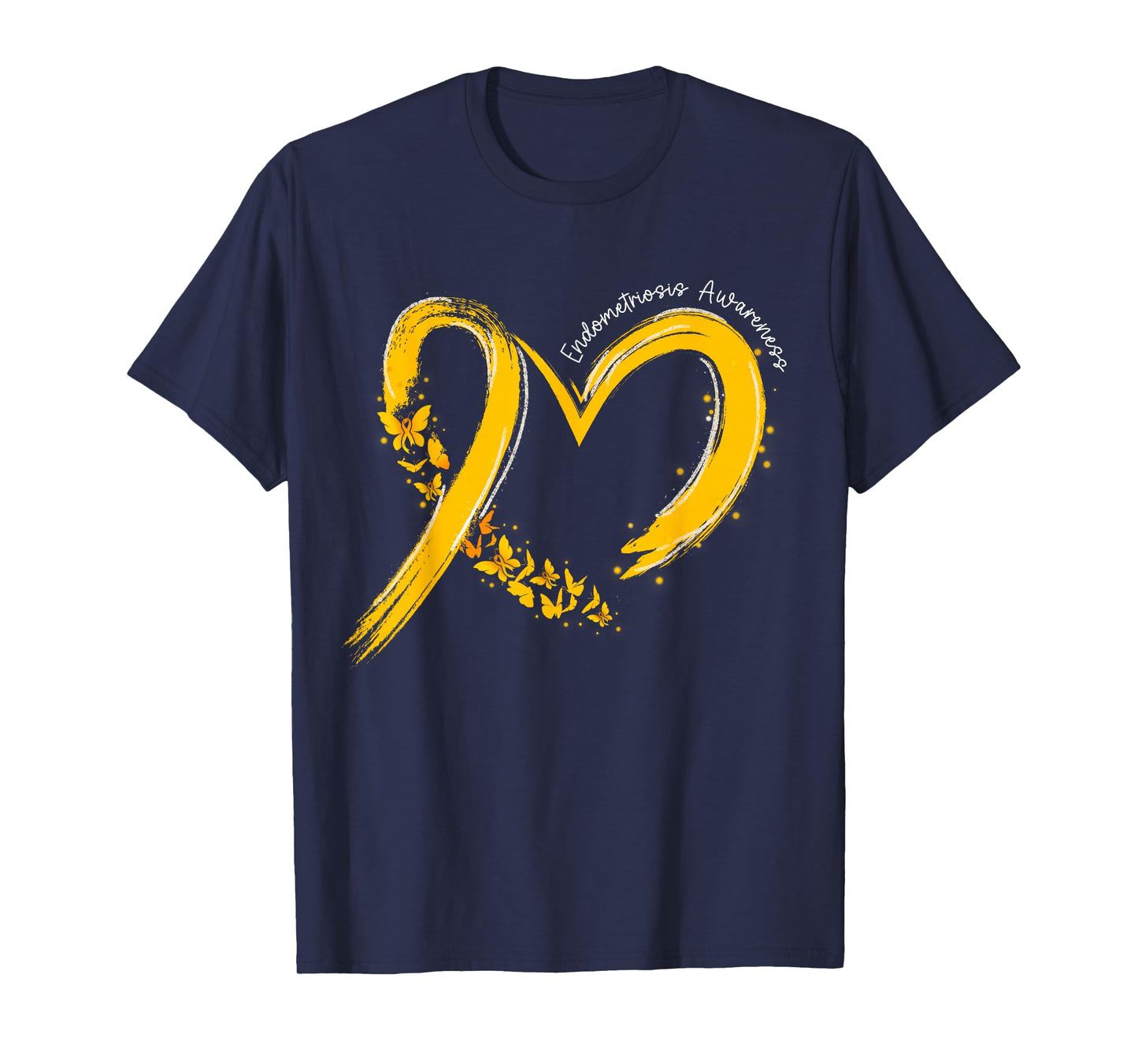 Endometriosis Awareness Heart Yellow Ribbon Endo Support T-Shirt