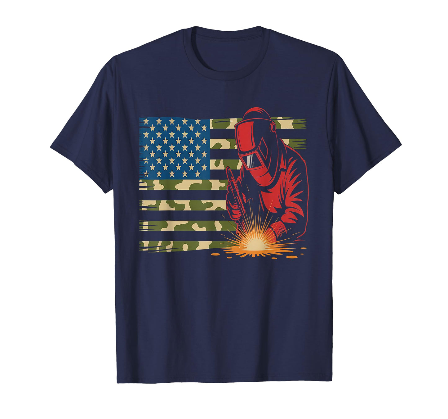 Welder Camo USA Flag T-Shirt - Patriotic Welding T-Shirt