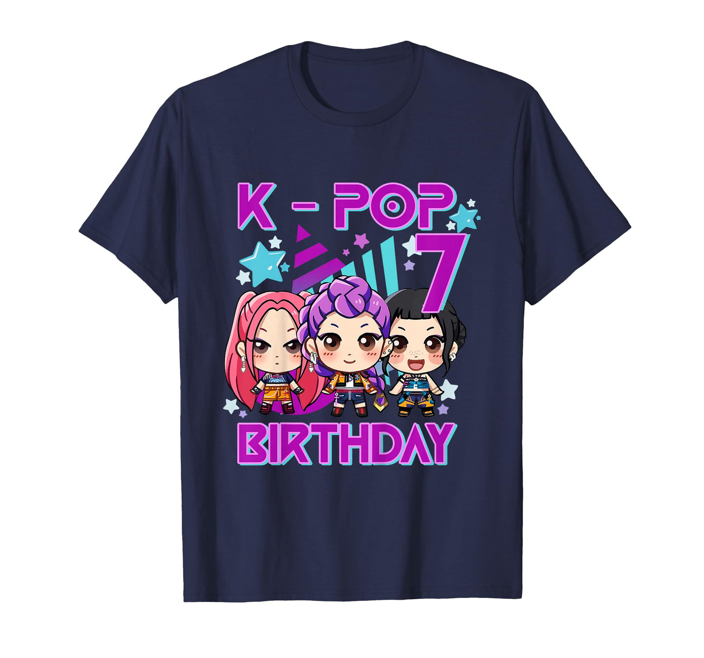 It's My 7th Birthday Cute Chibi Kpop Funny 7th Birthday Girl T-Shirt