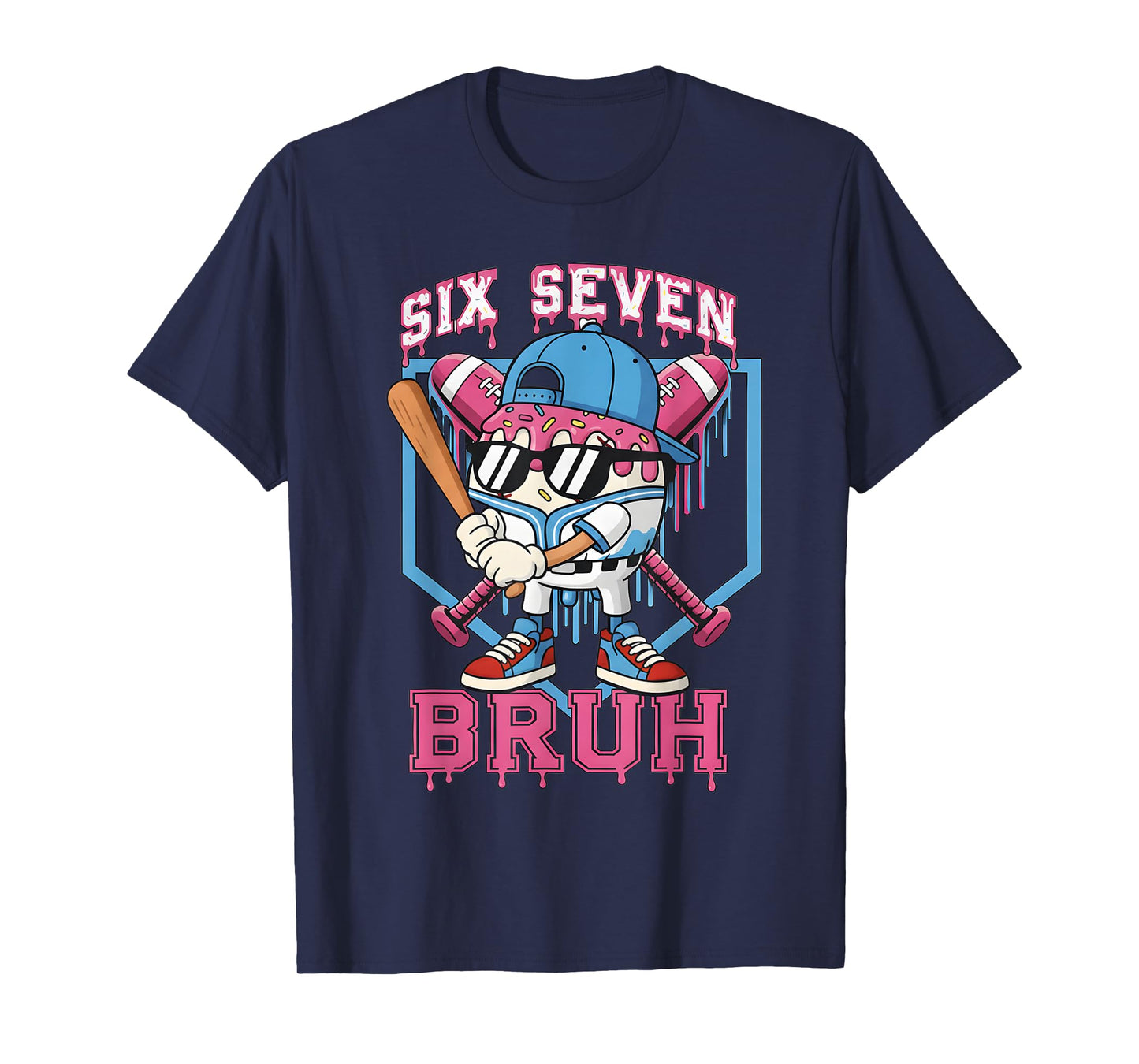 Six Seven Bruh Meme Baseball Ice Cream Drip 67 for Kids Boys T-Shirt