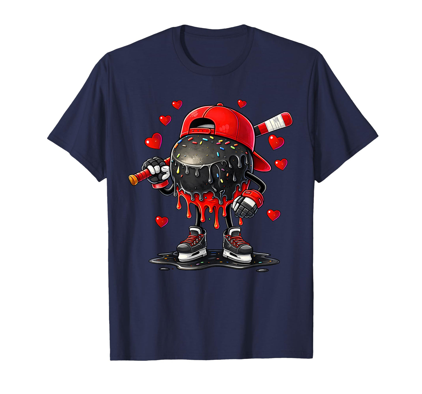 Valentine Hockey Heart Drip Sport Love Valentines Day Boys T-Shirt