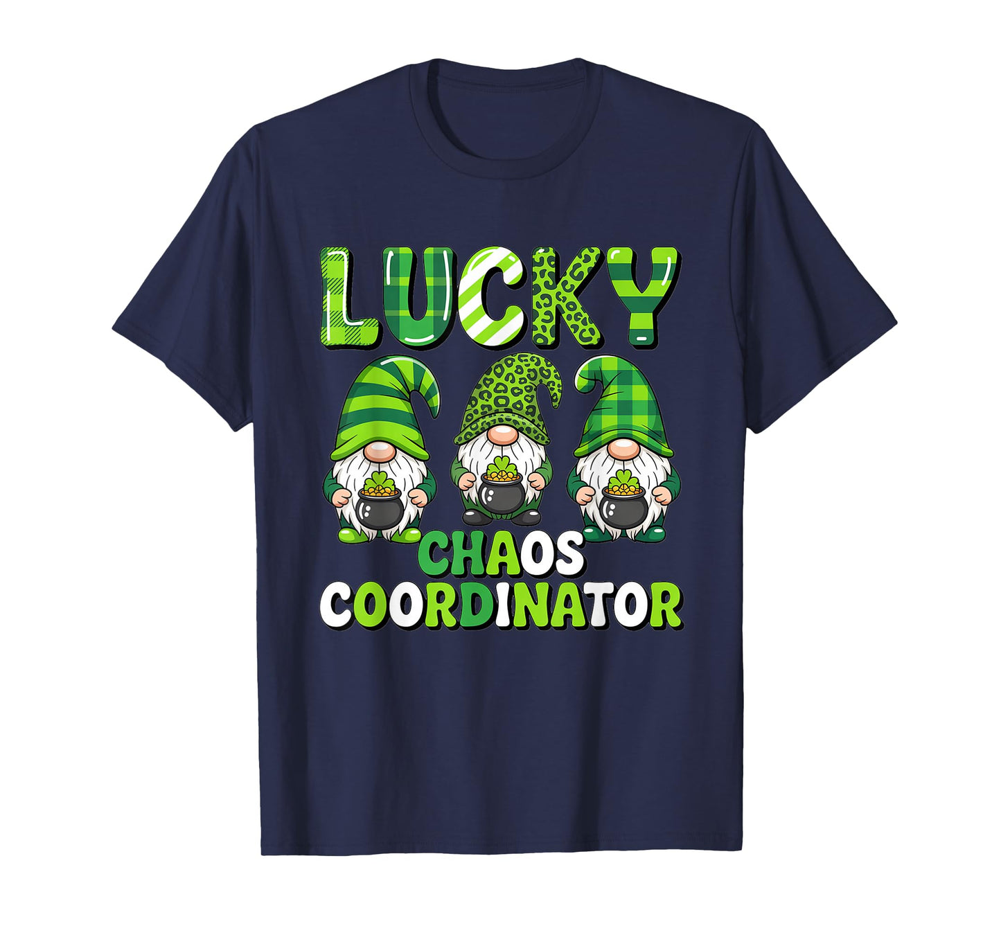 St Patrick's Day - Lucky Shamrock Leopard Gnomes Irish Women T-Shirt